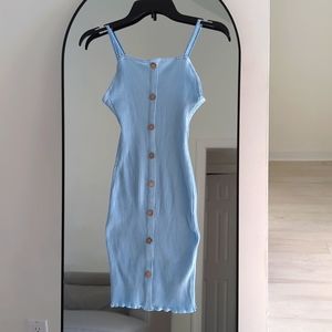 Knit Ribbed Blue Juniors Dress